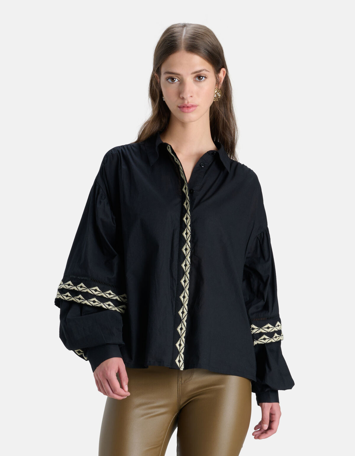 Bluse mit Stickerei Schwarz SHOEBY WOMEN