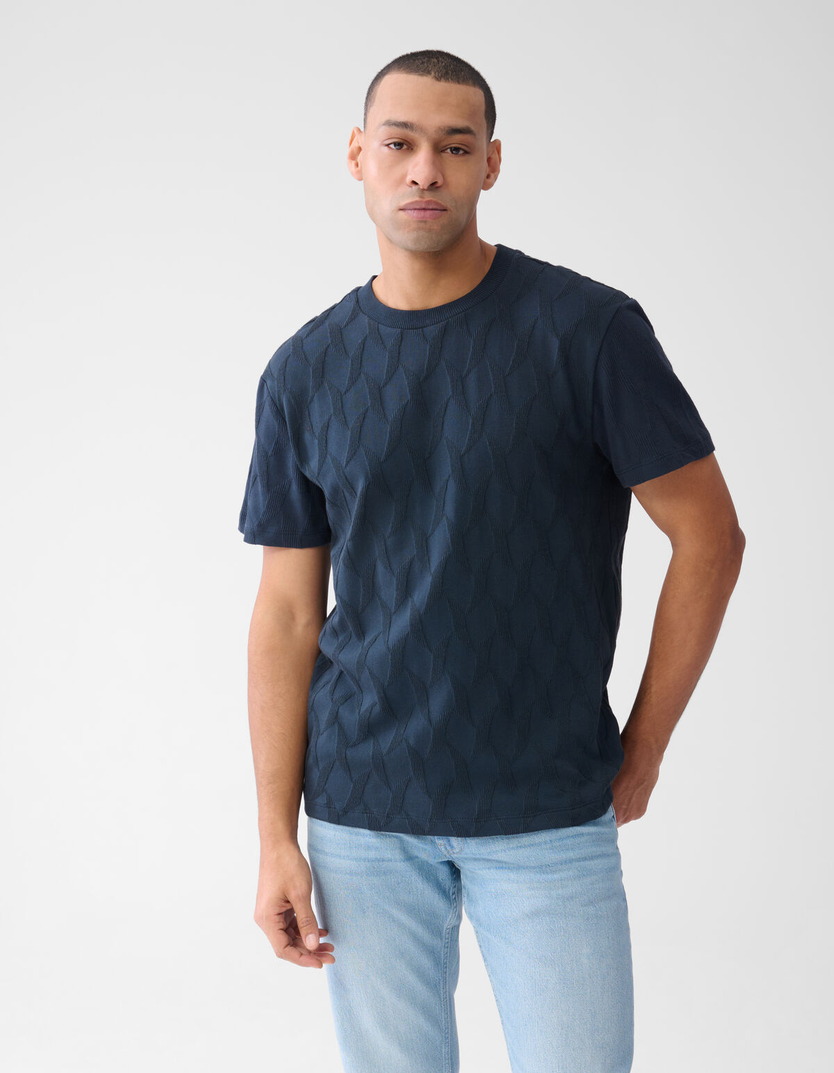 Structuur T-shirt Donkerblauw SHOEBY MEN
