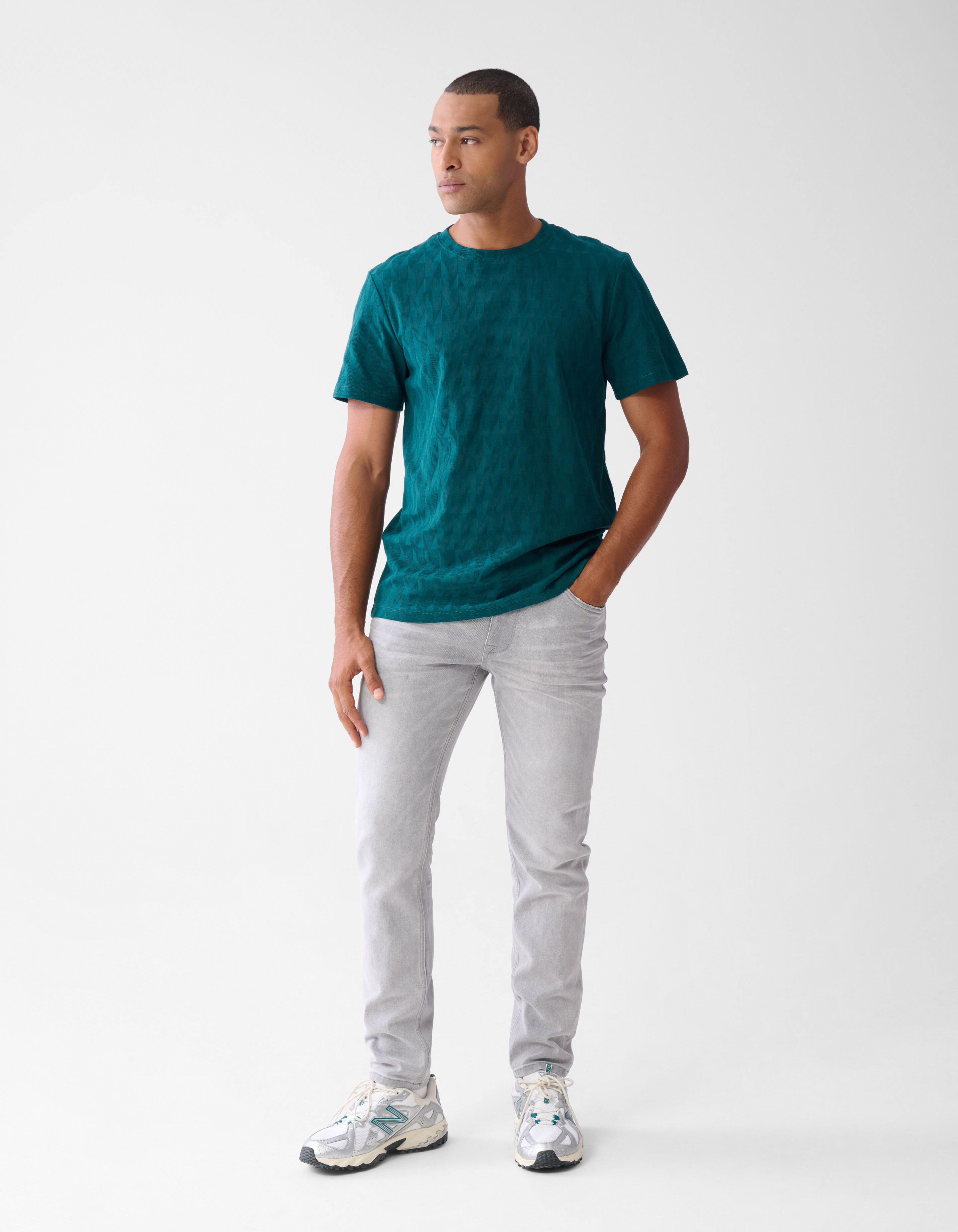Jacquard-T-Shirt Dunkelgrün SHOEBY MEN