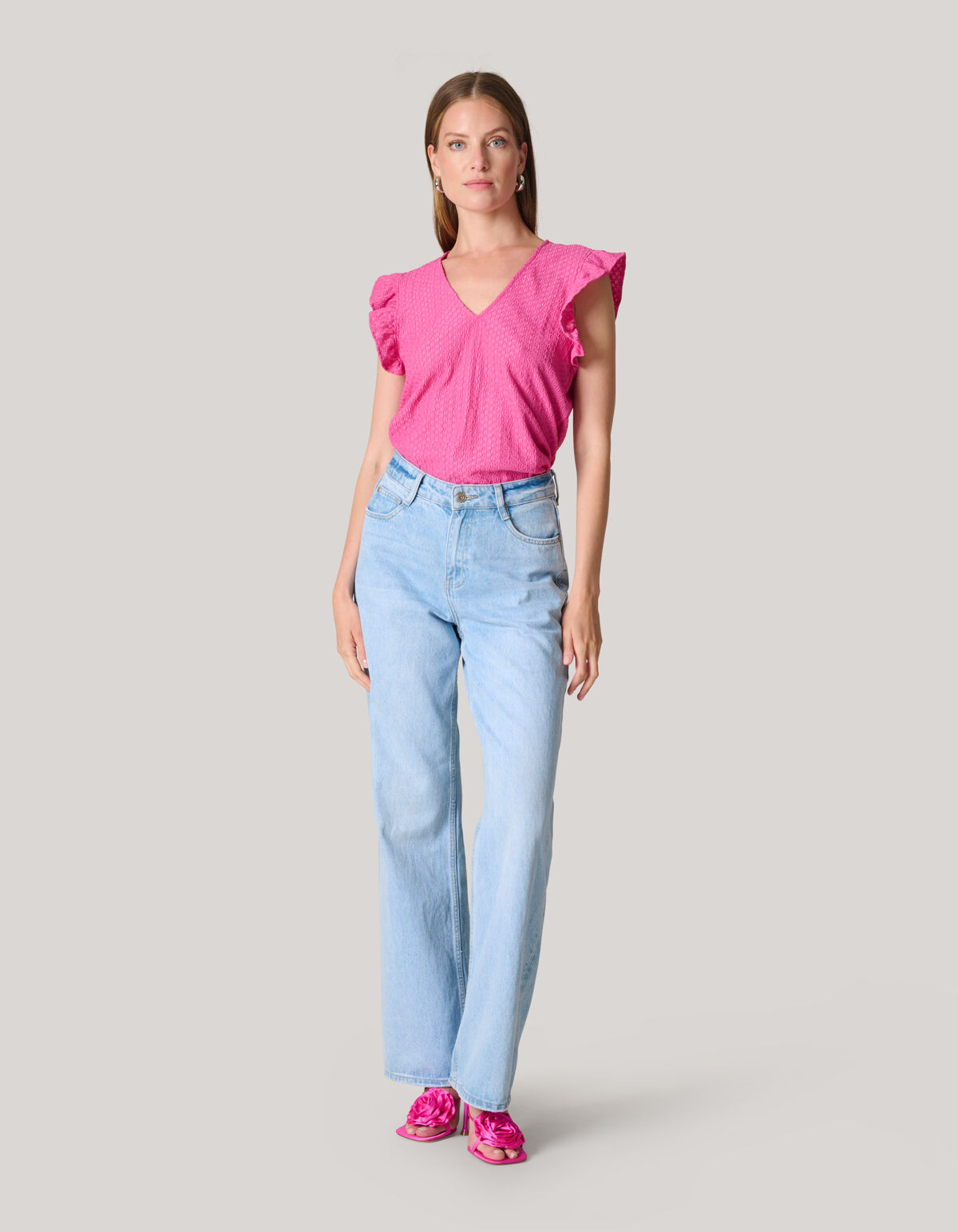 Crinkle-Rüschen-Top Rosa SHOEBY WOMEN