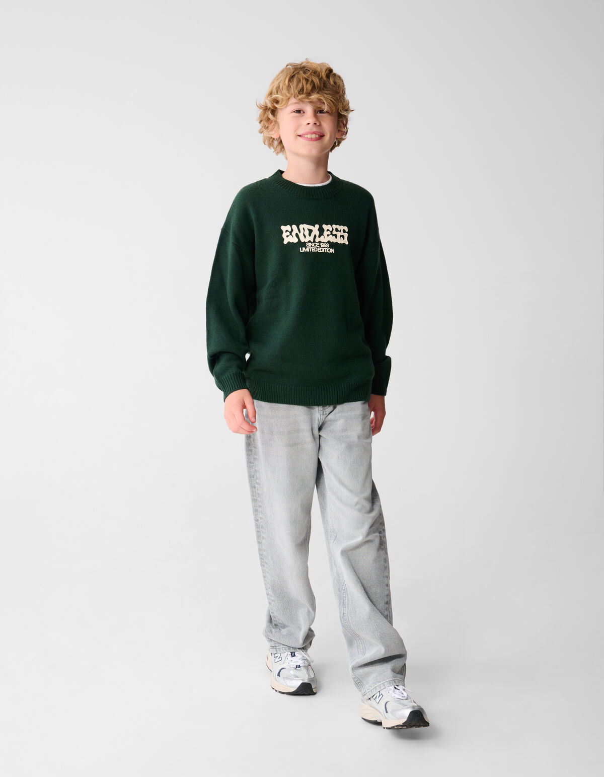 Baggy Fit Jeans Hellgrau SHOEBY BOYS