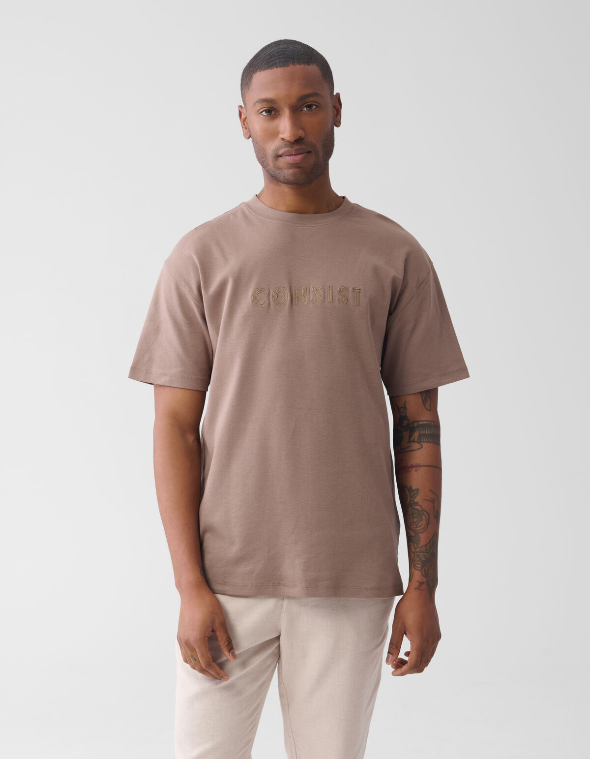 Stickerei Kunstwerk T-shirt Hellbraun SHOEBY MEN