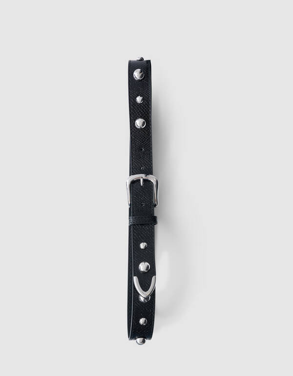 Kroko-Gürtel mit Nieten in Schwarz SHOEBY ACCESSOIRES