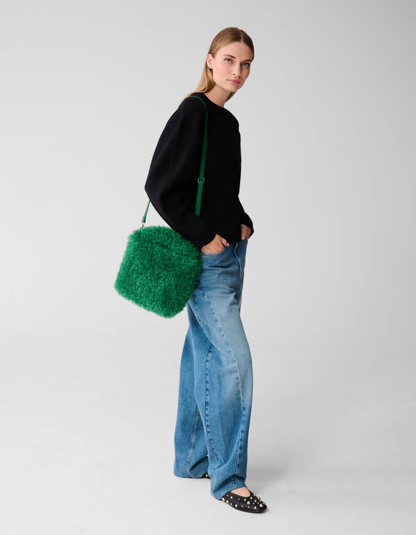 Fluffy Fur Tasche Dunkelgrün SHOEBY ACCESSOIRES