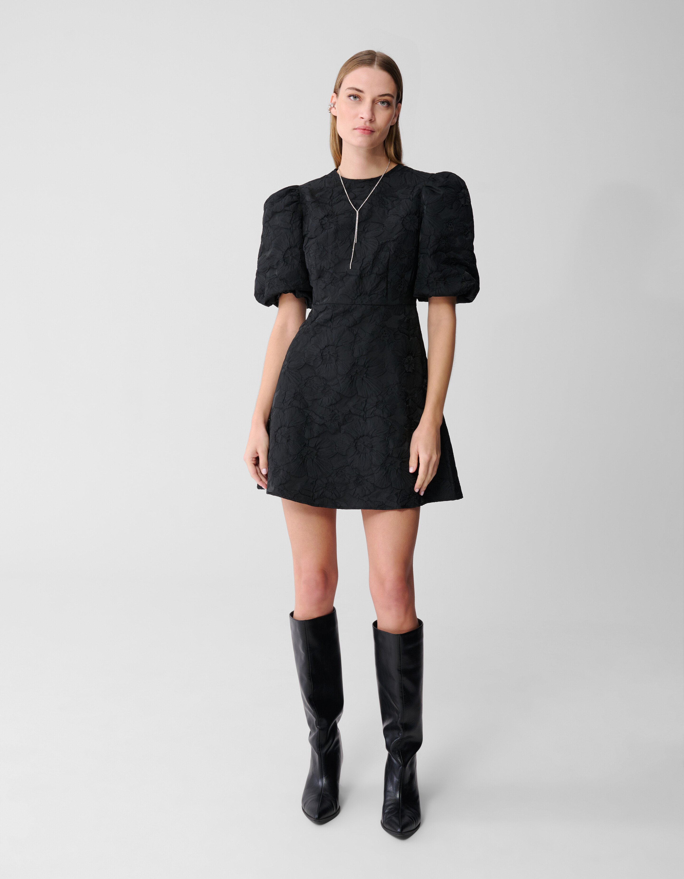 Jacquard-Minikleid mit Schleife Schwarz SHOEBY WOMEN