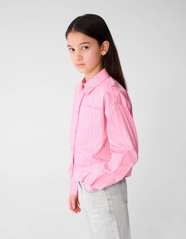Nadelstreifen-Bluse mit Kn&ouml;pfen Rosa SHOEBY GIRLS