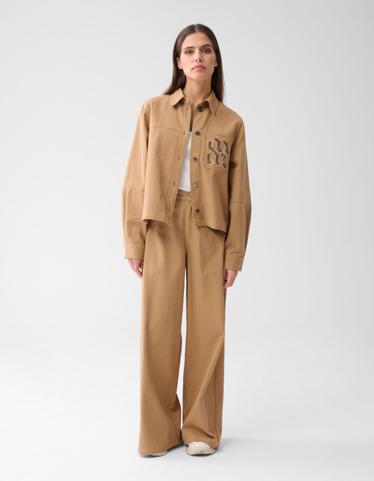 Embroidery Wide Leg Jeans Camel SHOEBY WOMEN