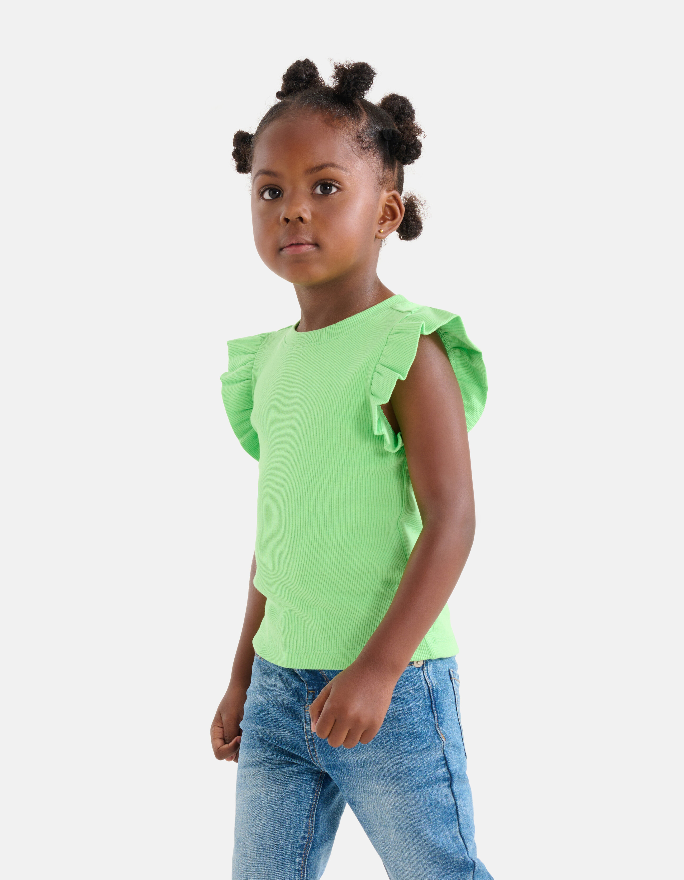 Ruffle Rib Top Grün SHOEBY GIRLS