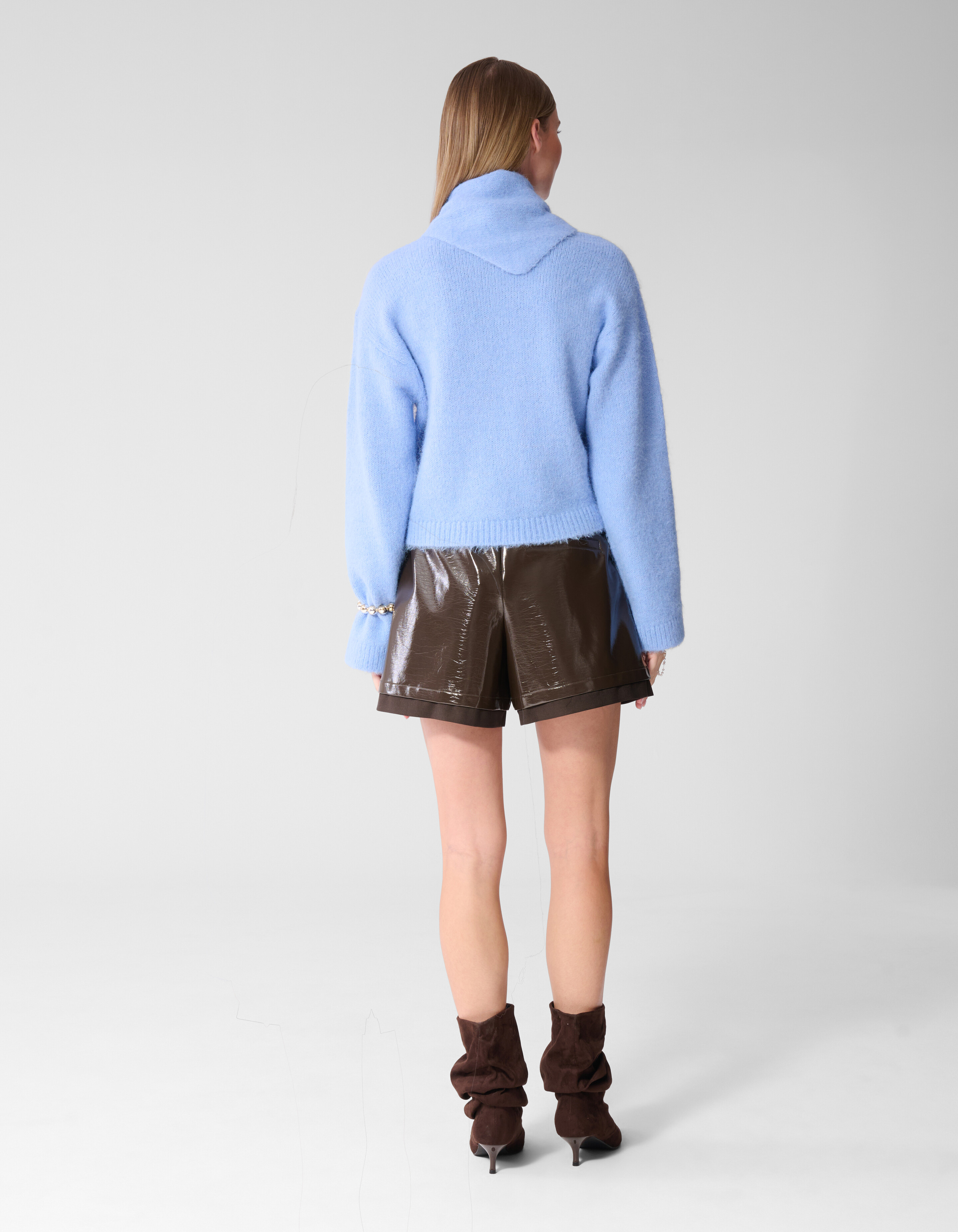 Fluffy Scarf Gebreide Trui Blauw SHOEBY WOMEN