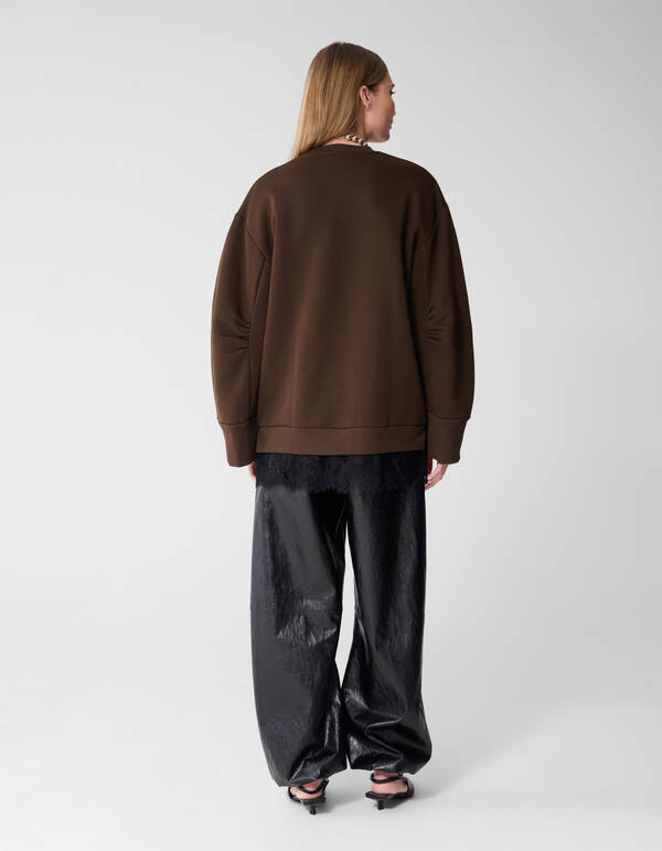 Kanten Oversized Sweater Dunkelbraun SHOEBY WOMEN