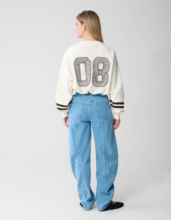 Varsity-Cord-Pullover Gebrochenes Wei&szlig; SHOEBY WOMEN