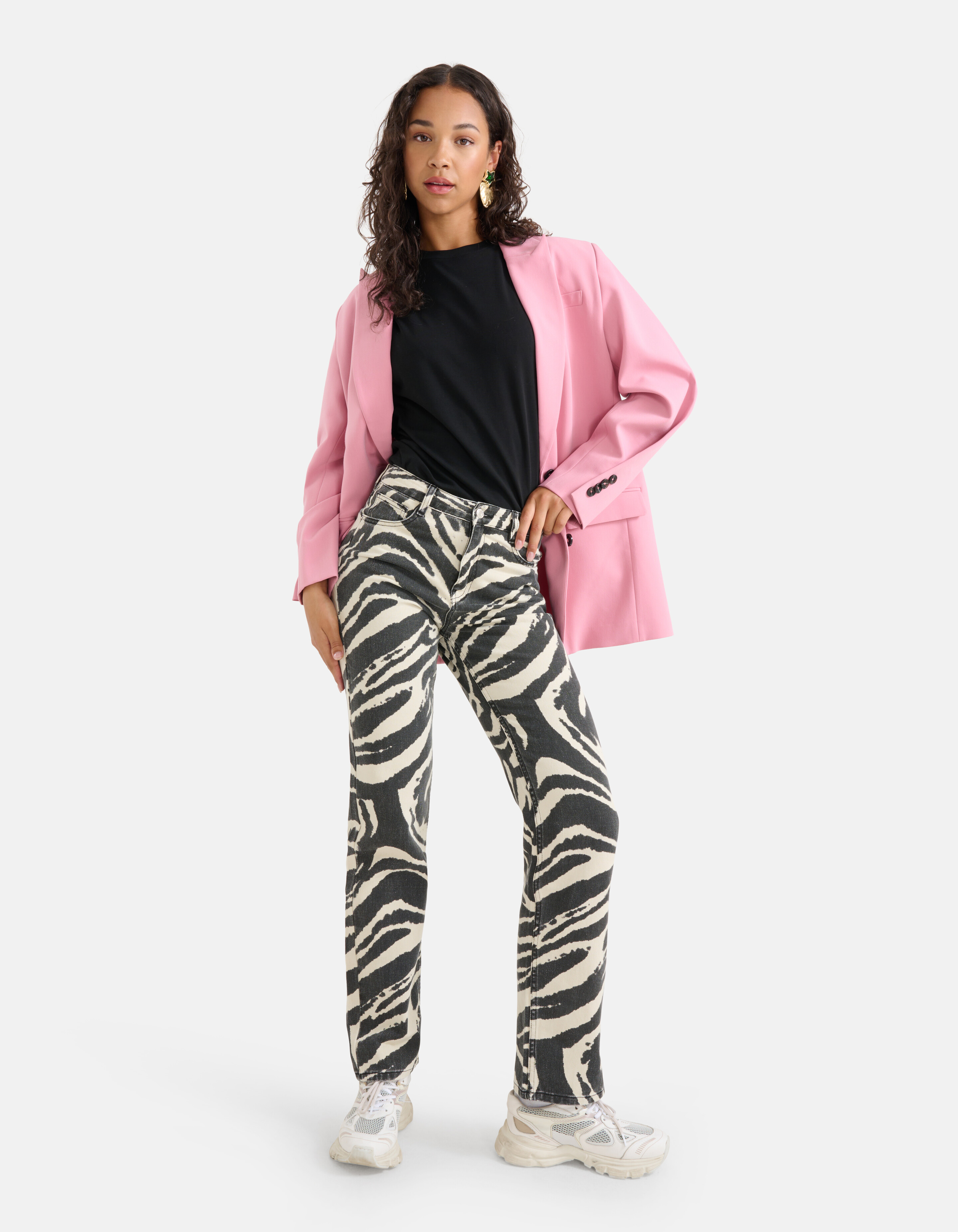Zebra Print Denim Jeans Schwarz L33 SHOEBY WOMEN