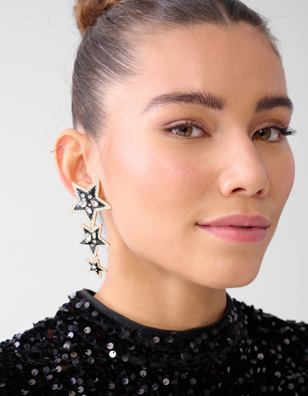 Dreifach Stern Ohrringe Schwarz SHOEBY ACCESSOIRES