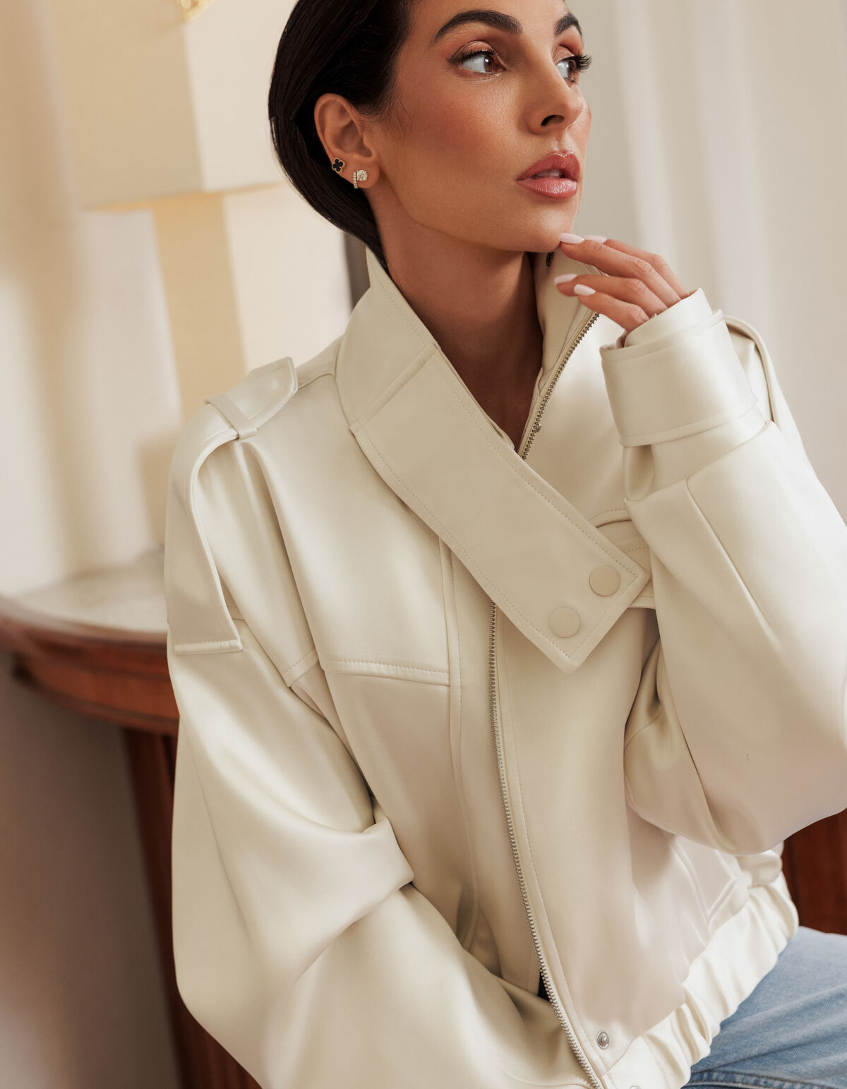 Oversized Bomberjacke Gebrochenes Wei&szlig; By Anna SHOEBY WOMEN