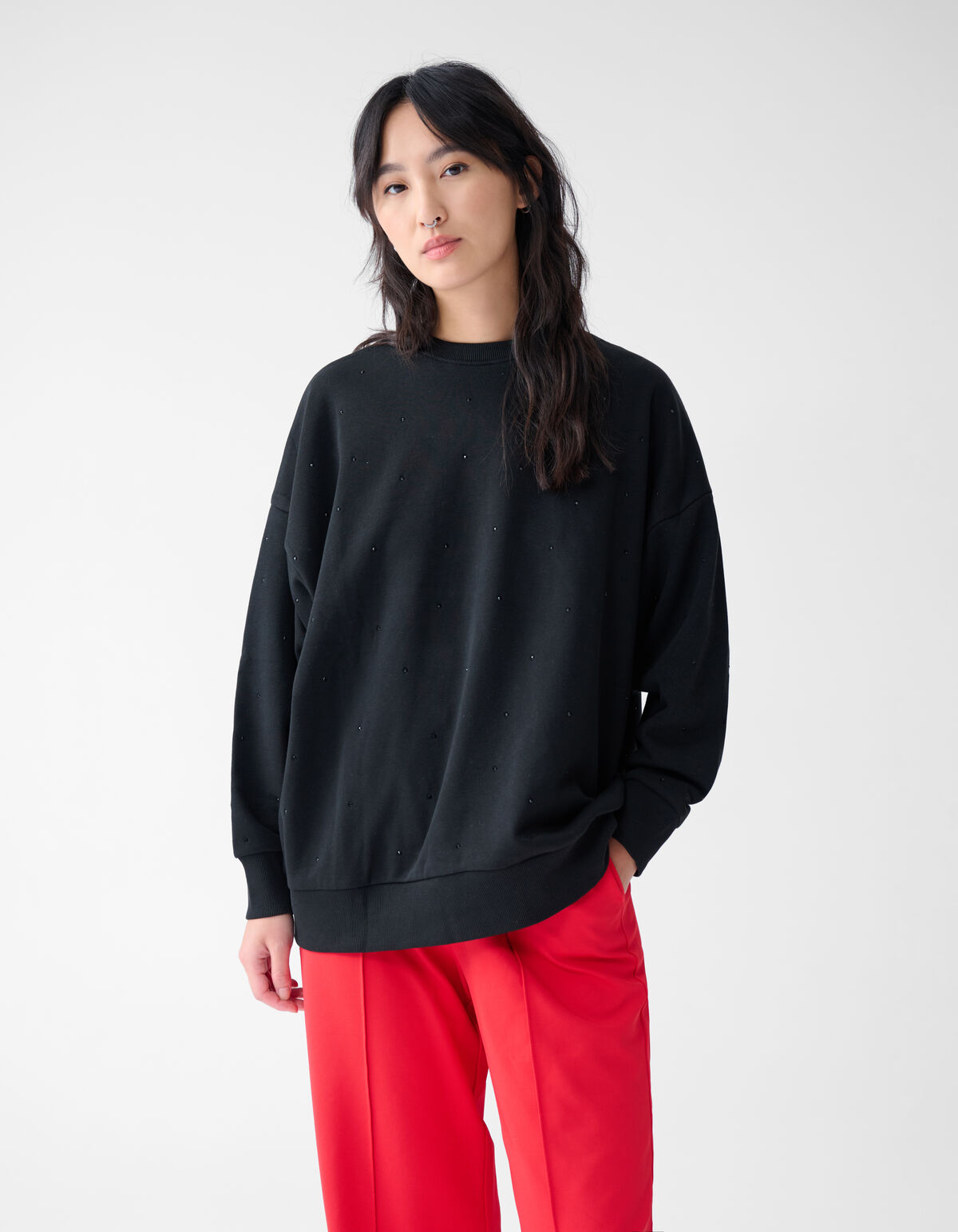 Allover-Strass-Pullover Schwarz SHOEBY WOMEN