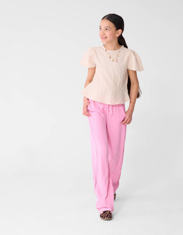 Ger&uuml;schtes Peplum-Top in Sand SHOEBY GIRLS