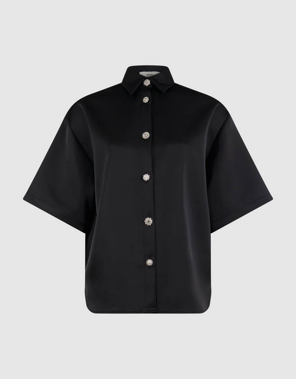 Übergroße Satinbluse Schwarz von Monica SHOEBY WOMEN