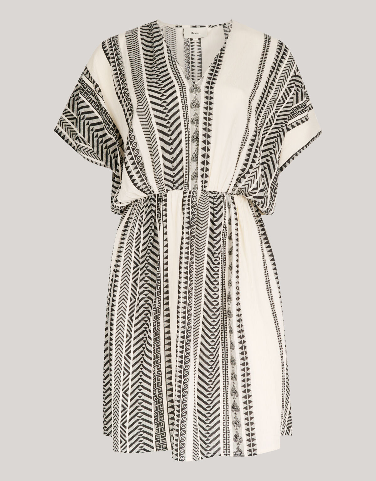 Bedrucktes Minikleid Wei&szlig;/Schwarz SHOEBY WOMEN