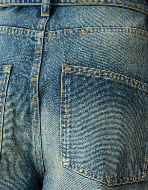 Folded Waistband Baggy Fit Jeans Dunkelblau SHOEBY WOMEN