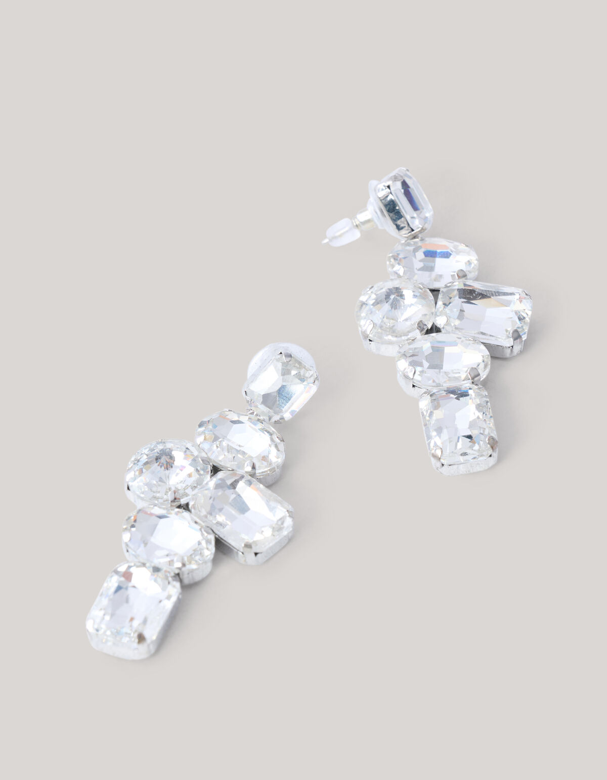 Hängende Strass-Ohrringe Silber SHOEBY ACCESSOIRES