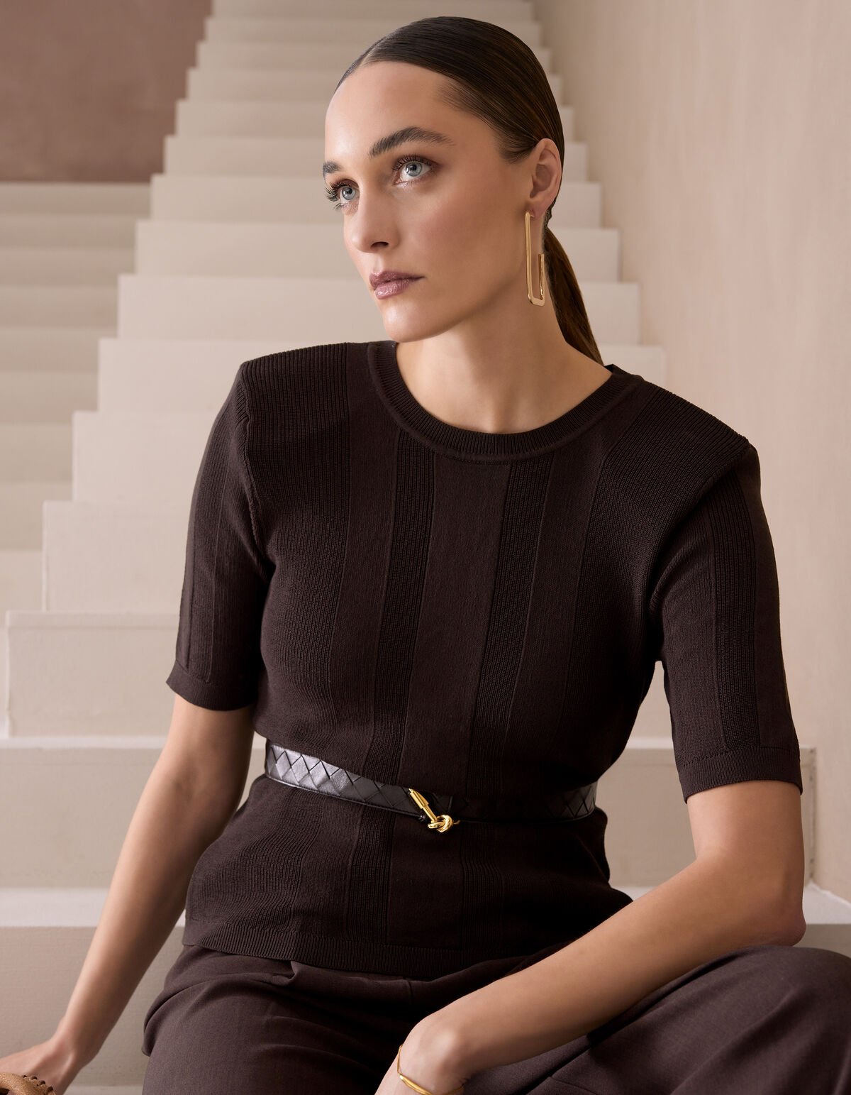 Gestricktes Rippentop Dunkelbraun von Mieke SHOEBY WOMEN