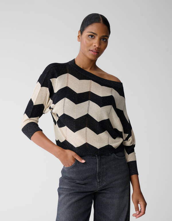 Glitzer Streifen Fledermaus Pullover Sand SHOEBY WOMEN