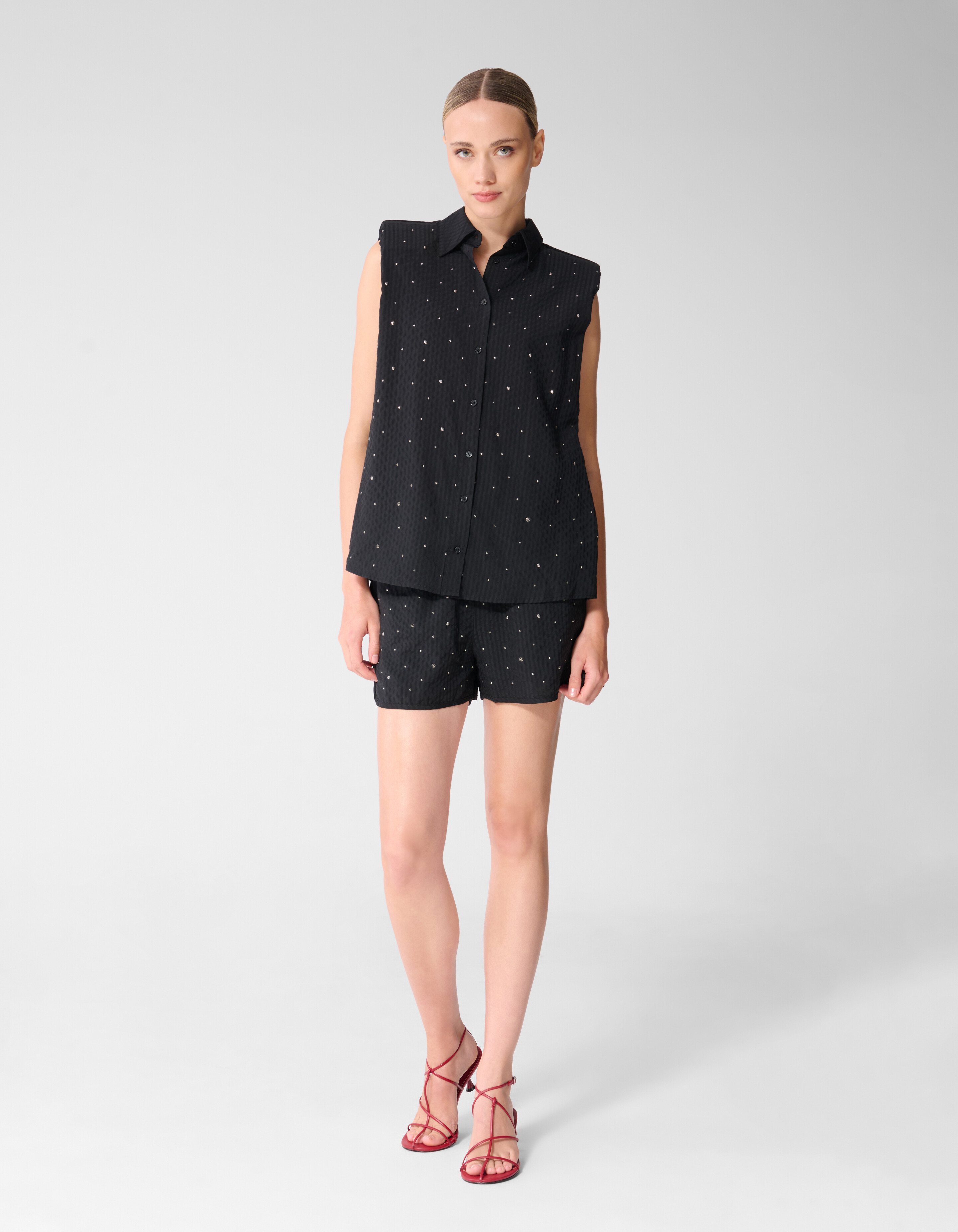 Strass-Streifenbluse Schwarz SHOEBY WOMEN