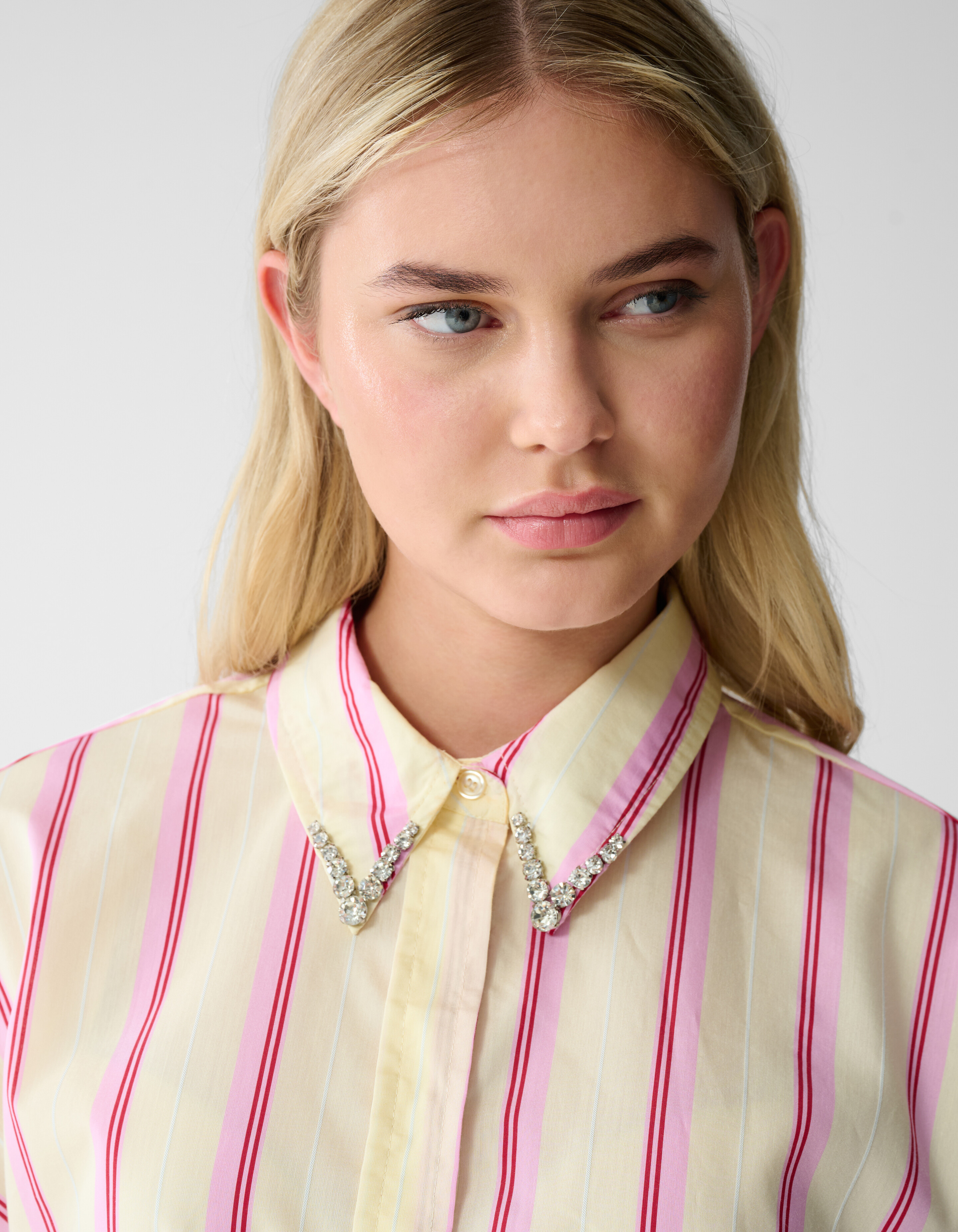 Gestreifte Popeline-Bluse Hellgelb SHOEBY WOMEN