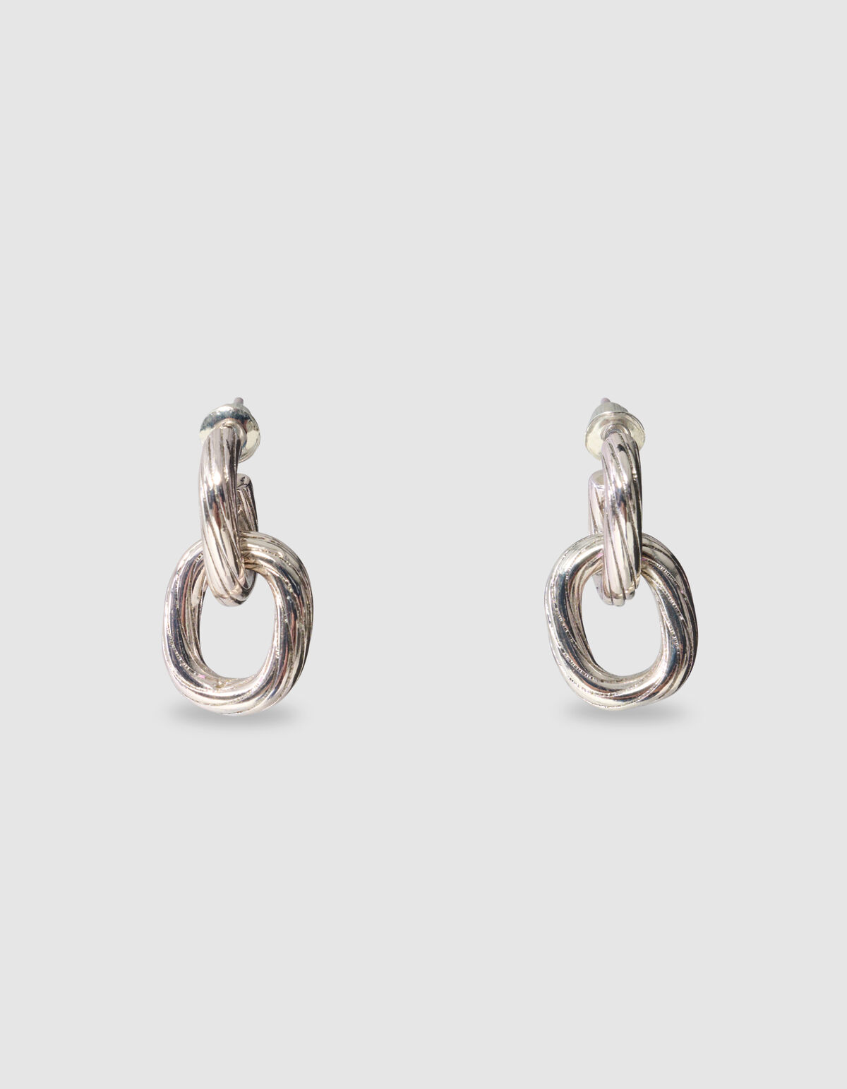 Kleine ovale Doppel-Ohrringe aus Silber SHOEBY ACCESSOIRES