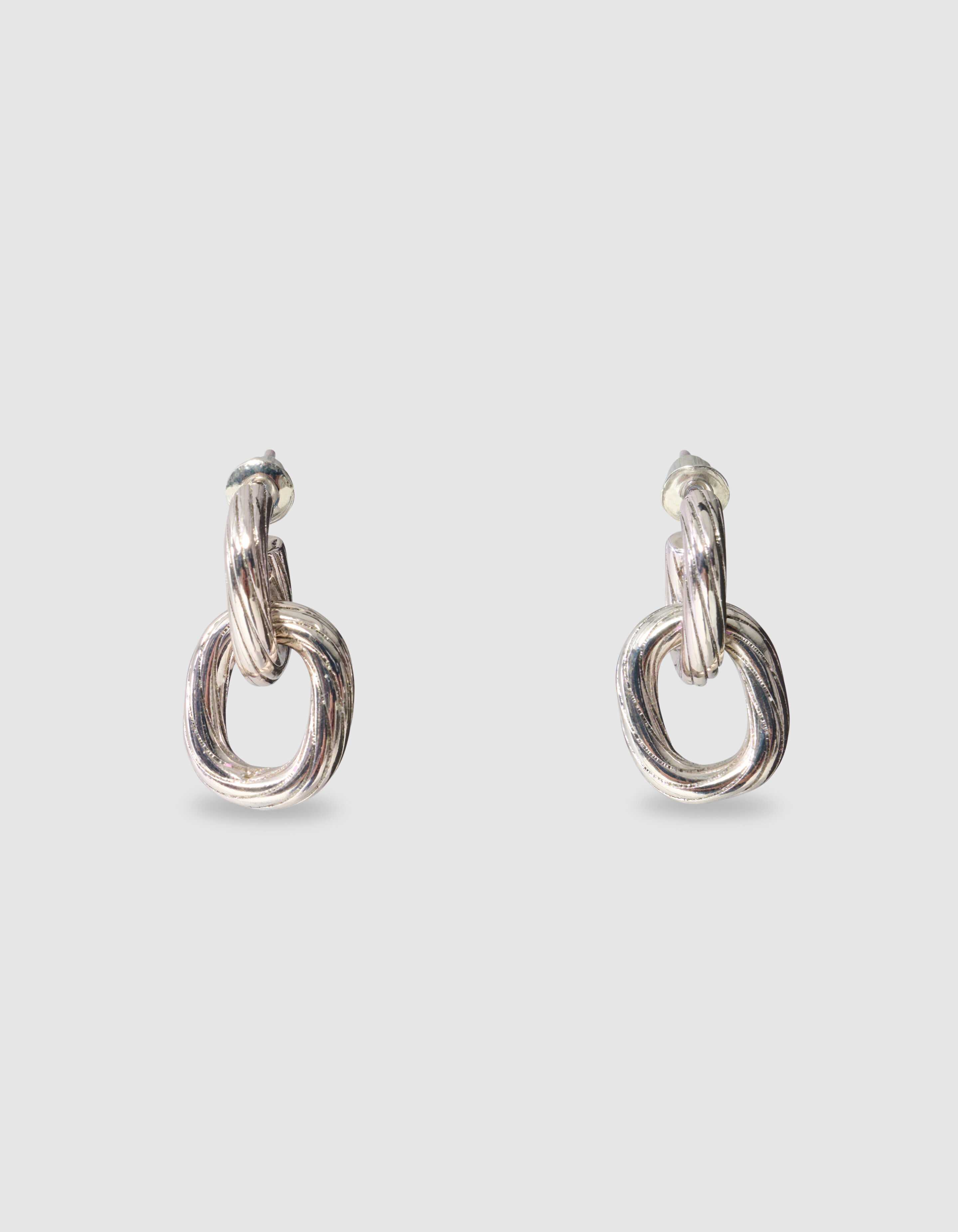 Kleine ovale Doppel-Ohrringe aus Silber SHOEBY ACCESSOIRES