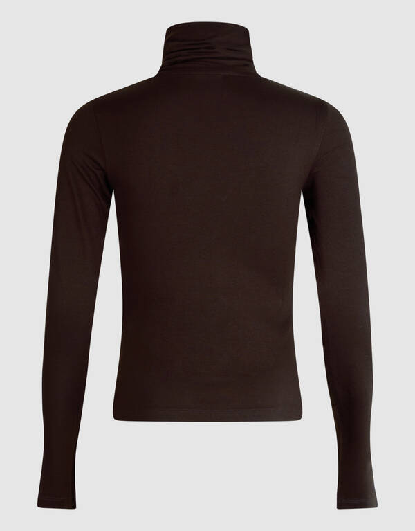 Col Neck Langarmshirt Dunkelbraun SHOEBY WOMEN