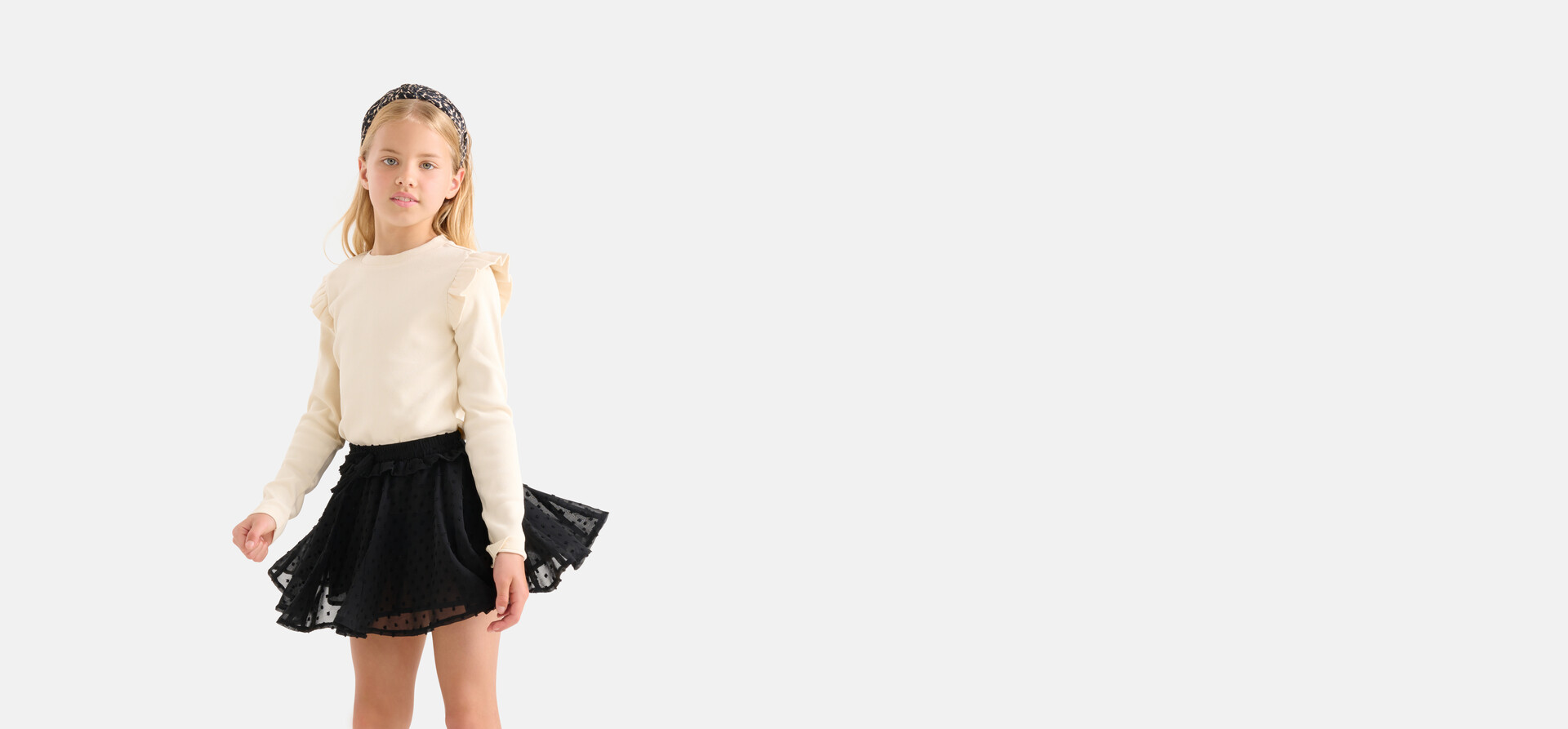 Langärmeliges Top mit Rippenstruktur Off White SHOEBY GIRLS
