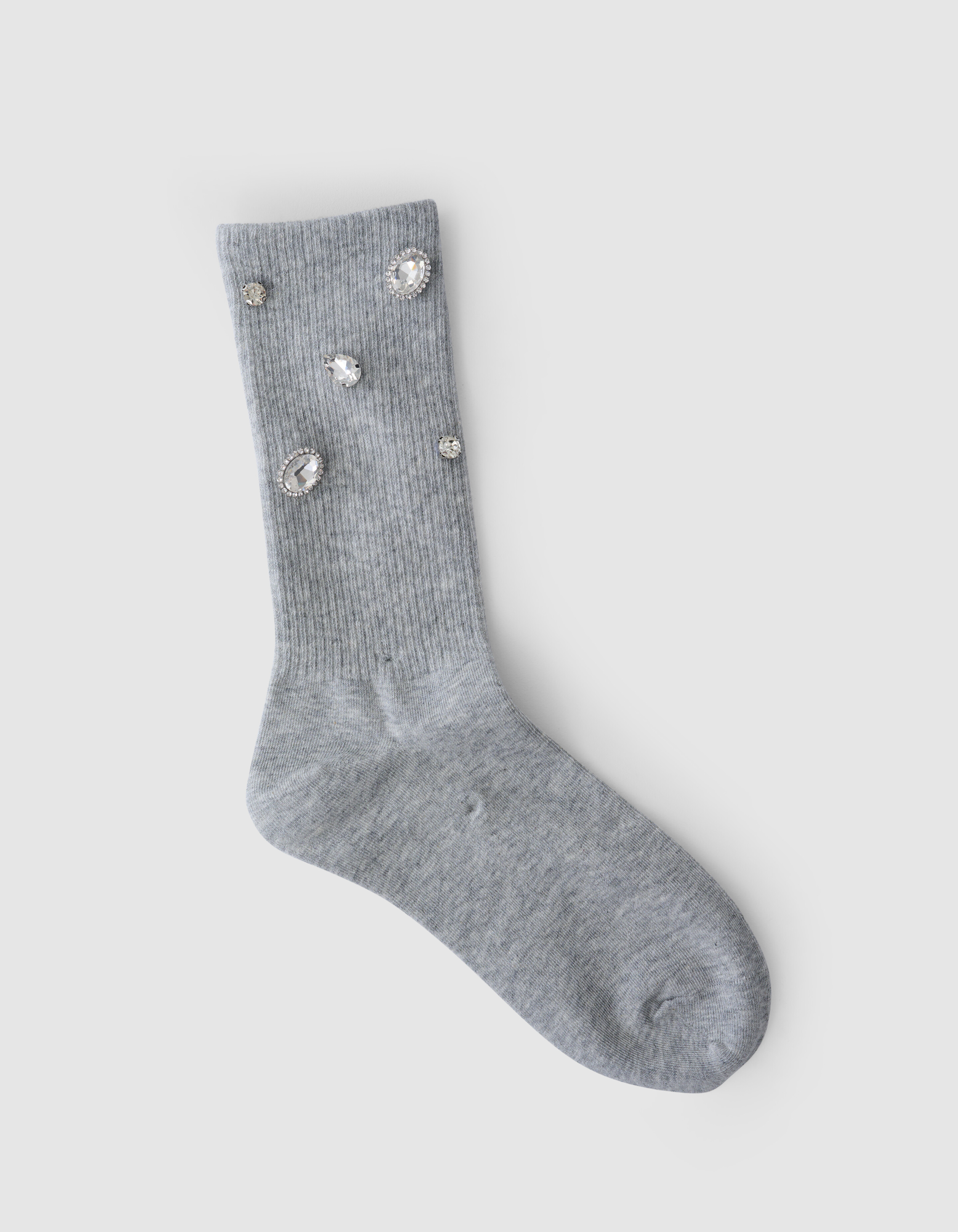 Strass-Socken Hellgrau SHOEBY ACCESSOIRES