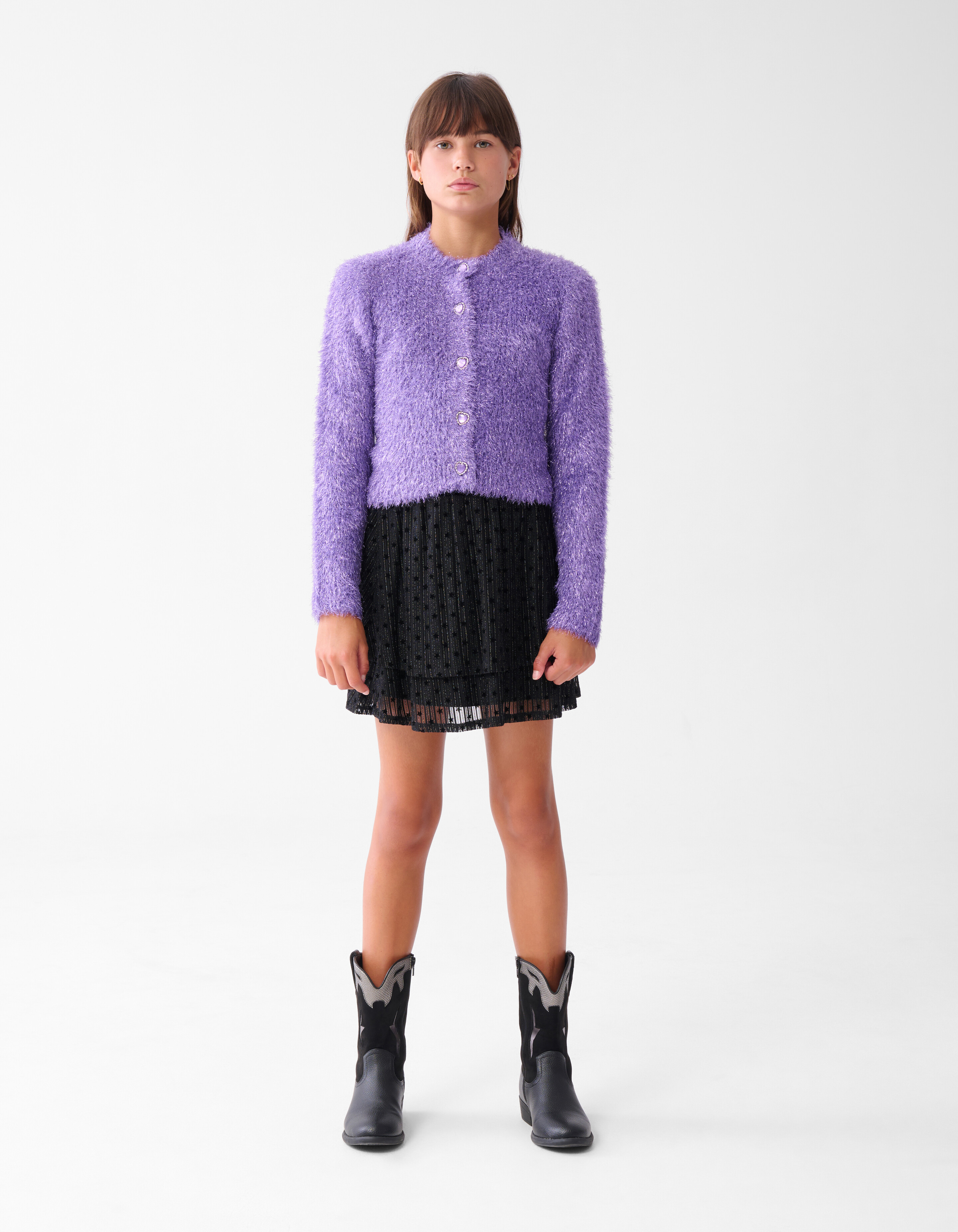 Flauschige Glitzerstrickjacke Lila SHOEBY GIRLS