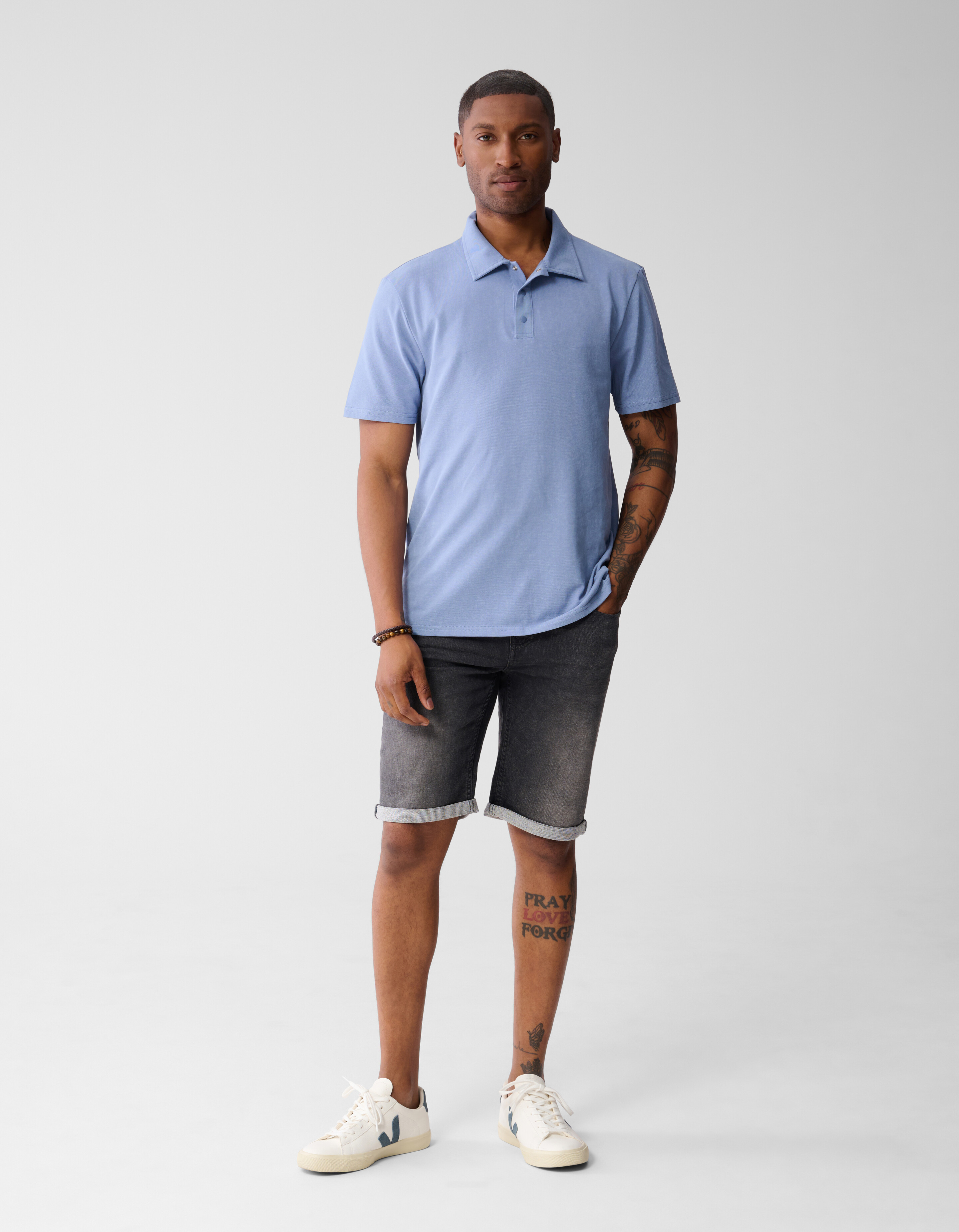 Gewaschenes Poloshirt hellblau SHOEBY MEN