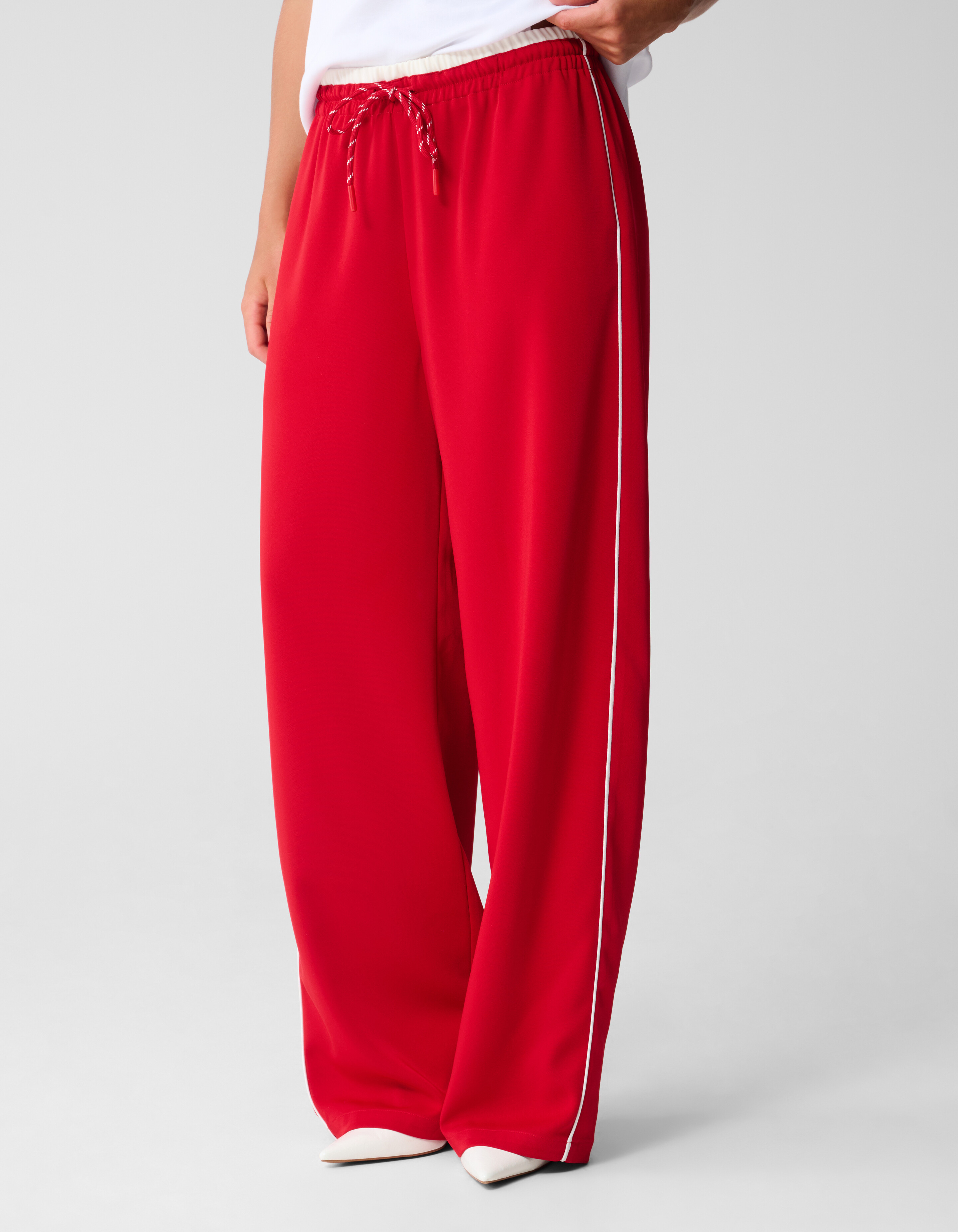 Sporty Wide Leg Broek Rood SHOEBY WOMEN