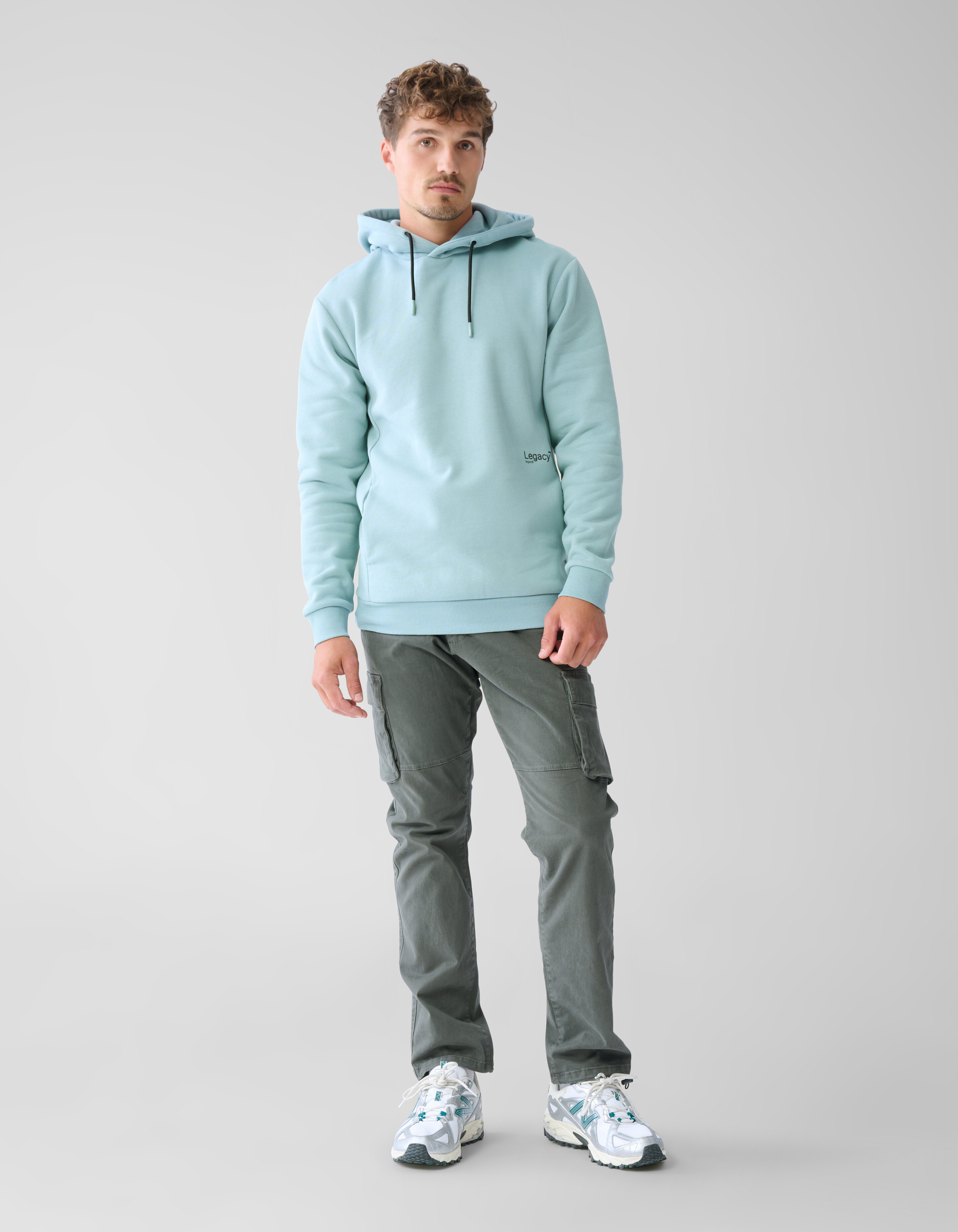 Kontrast-Kapuzenpullover Dunkelgrün SHOEBY MEN