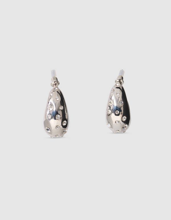 Strass Kleine Creolen Ohrringe Silber SHOEBY ACCESSOIRES
