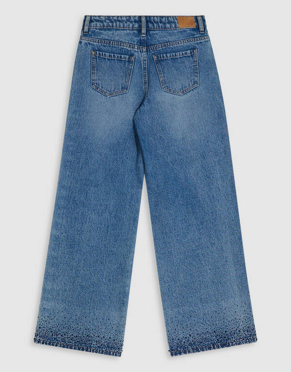 Blue Strass Ultra Wide Leg Fit Jeans Hellblau SHOEBY GIRLS
