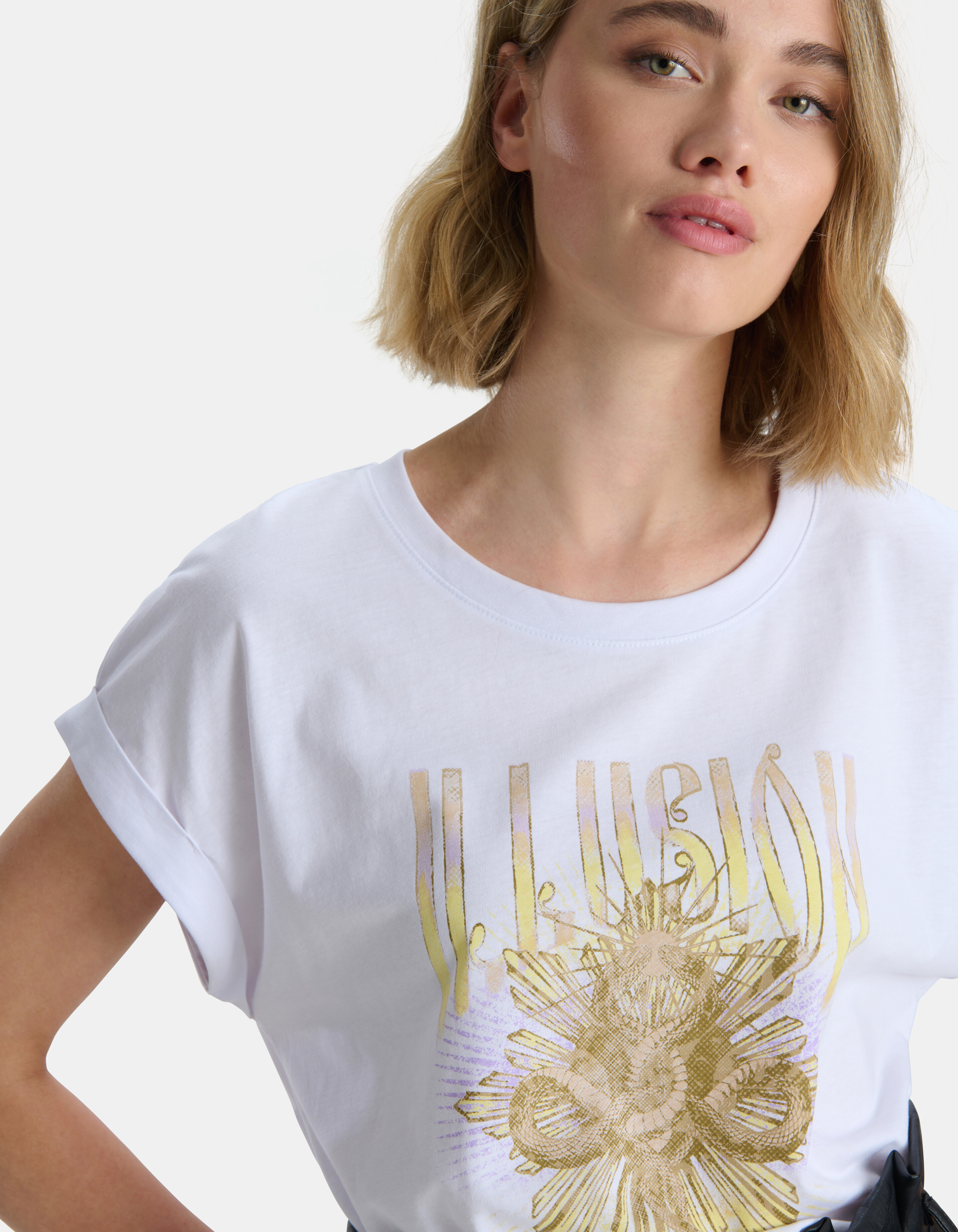 T-Shirt mit grafischem Aufdruck Weiß SHOEBY WOMEN