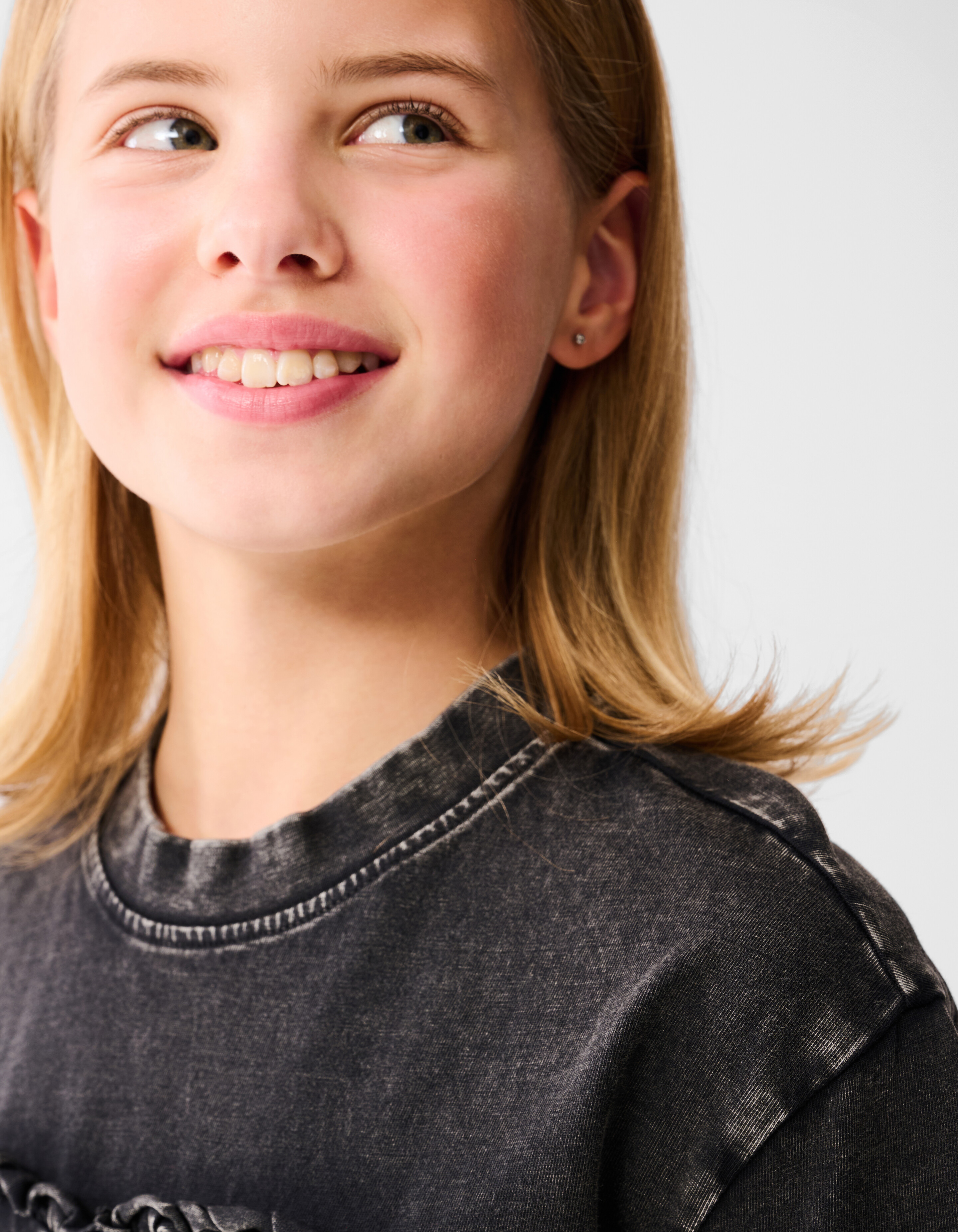 Gewaschenes Herz-T-Shirt Dunkelgrau SHOEBY GIRLS