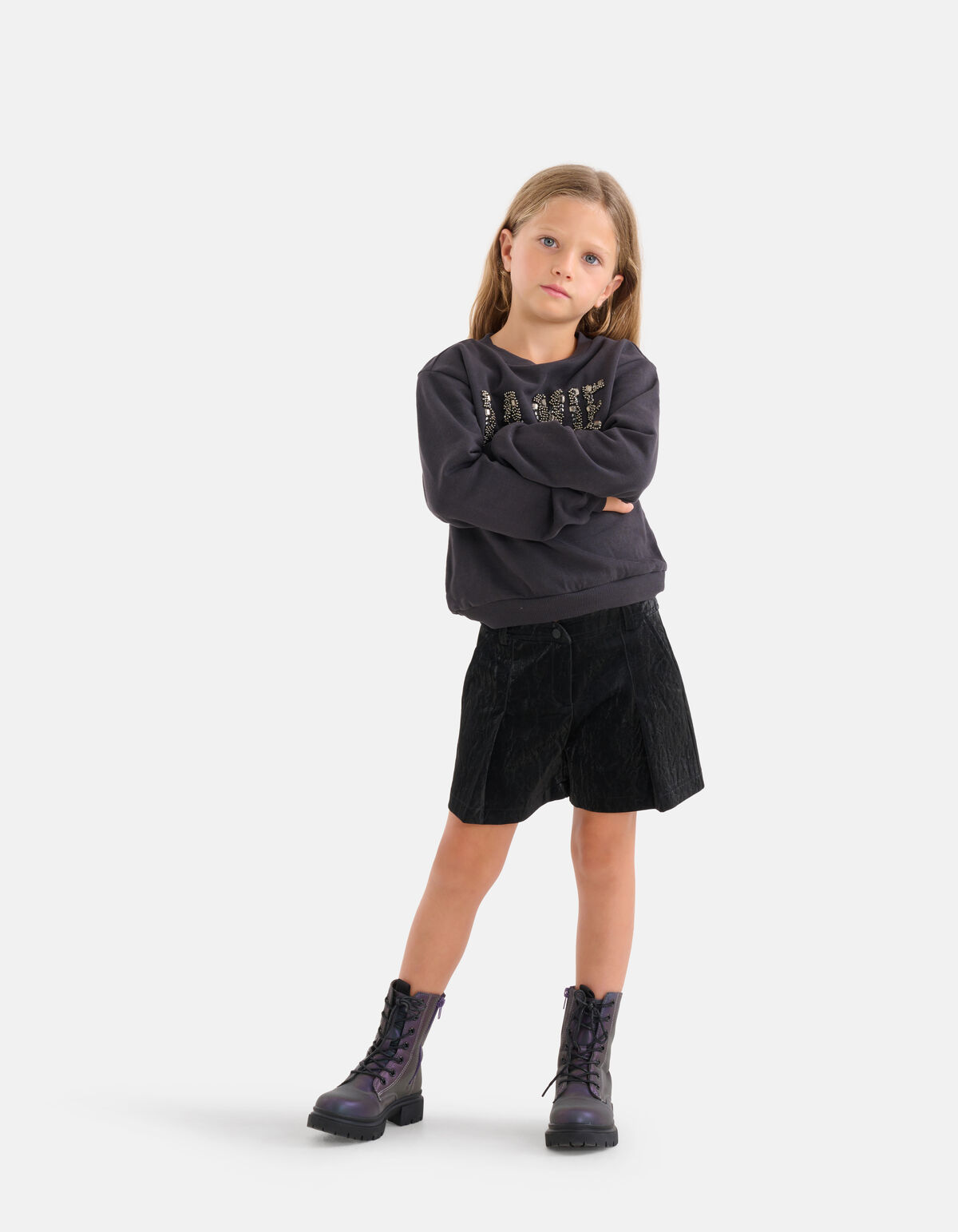 Nieten-Pullover Dunkelgrau SHOEBY GIRLS
