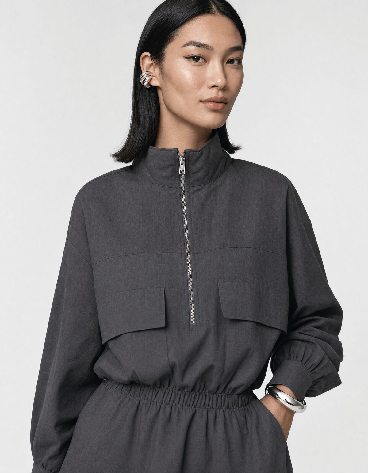 Peplum Kleid Dunkelgrau SHOEBY WOMEN