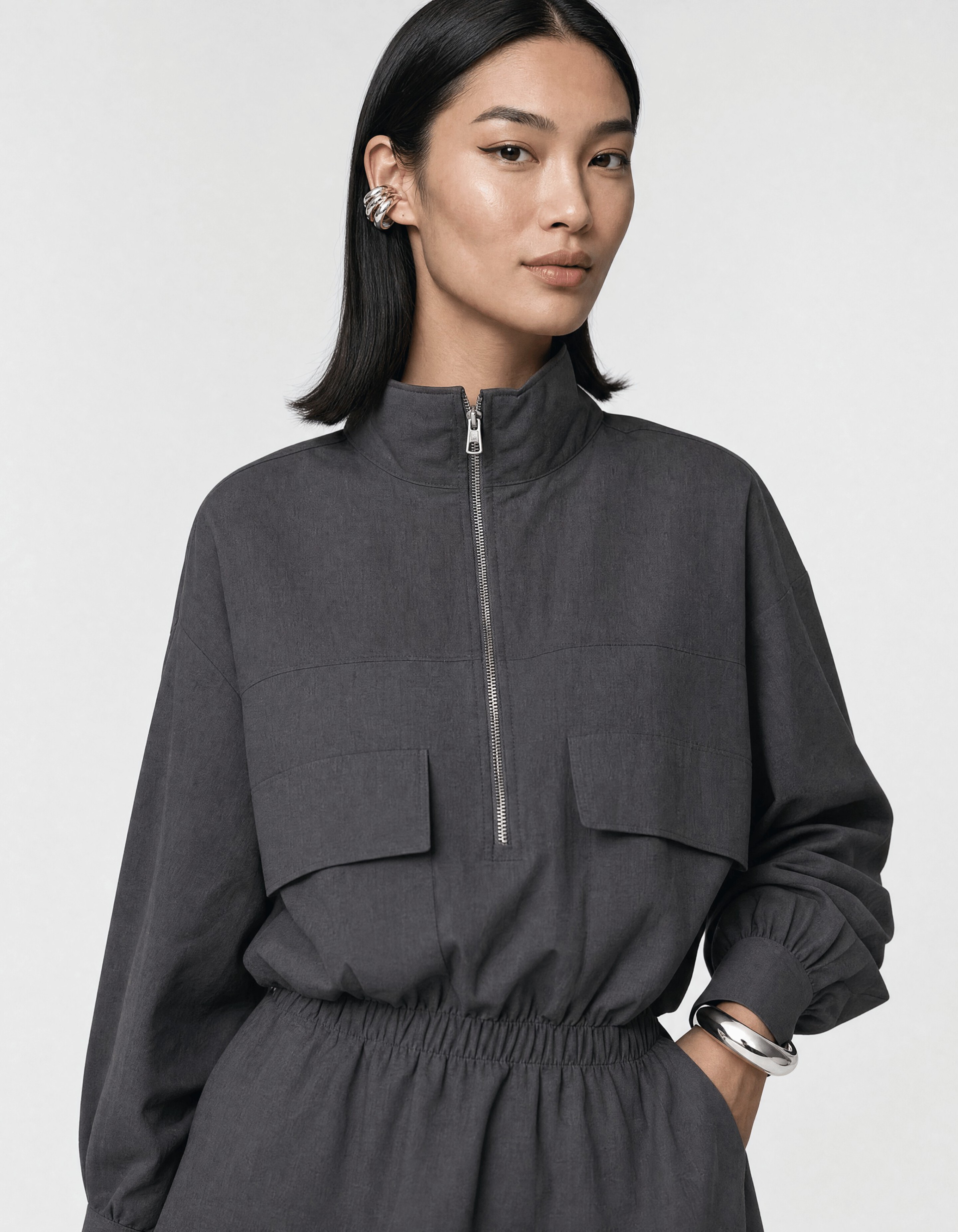Peplum Kleid Dunkelgrau SHOEBY WOMEN