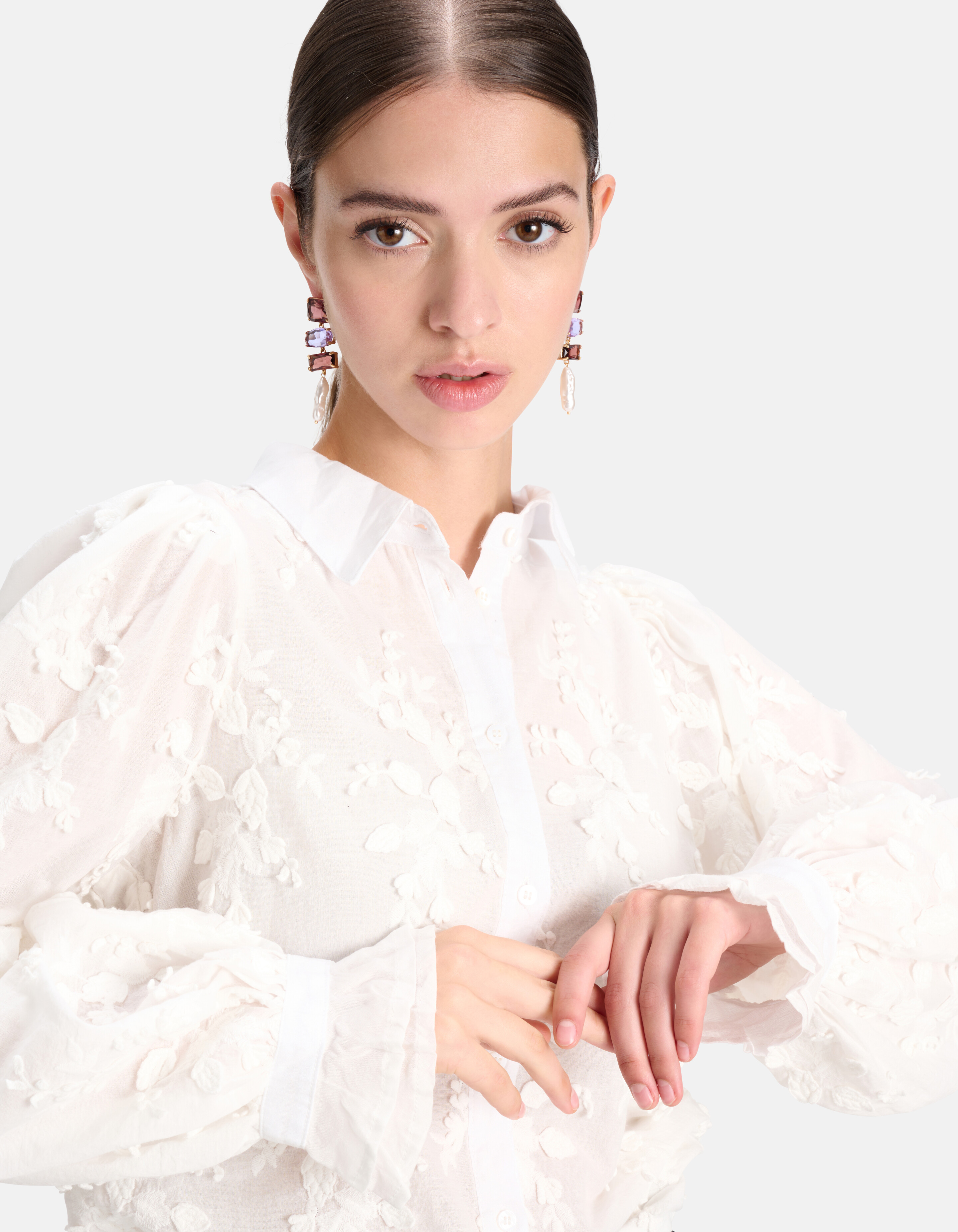 Bluse mit Stickerei Weiß SHOEBY WOMEN