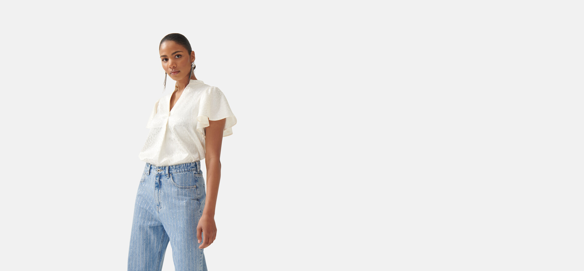 Jacquard-Rüschen-Bluse Off White von Fred SHOEBY WOMEN