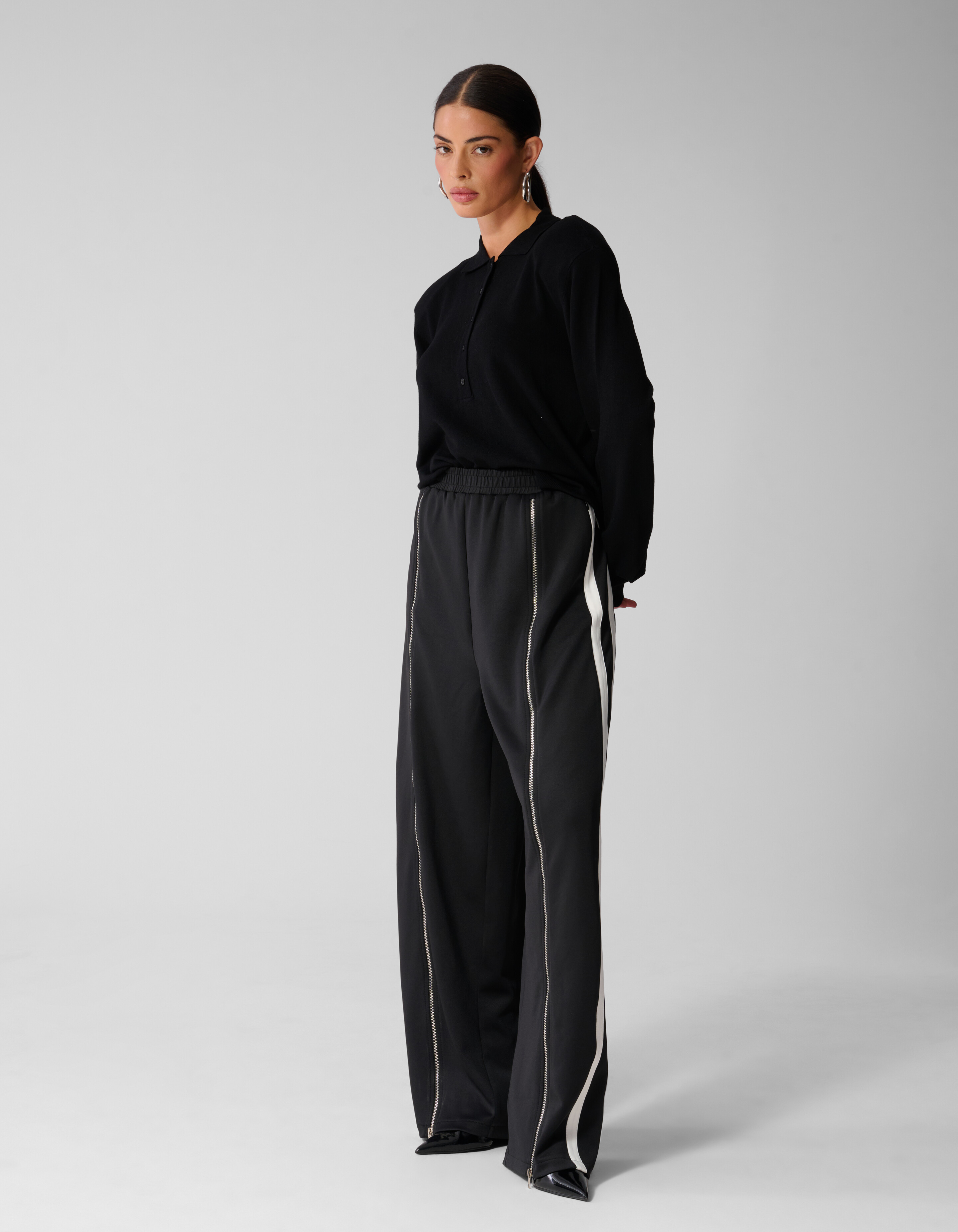 &bdquo;Front Zipper Barrel Fit&ldquo;-Hose in Schwarz SHOEBY WOMEN
