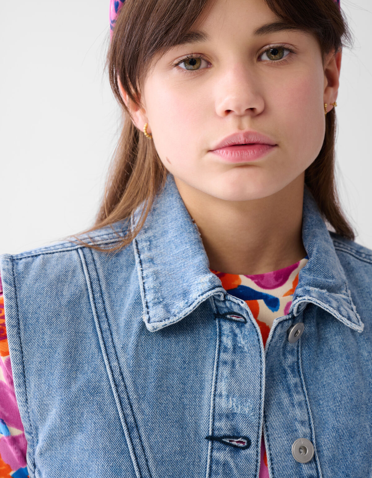 Embroidery Denim Gilet Blauw SHOEBY GIRLS