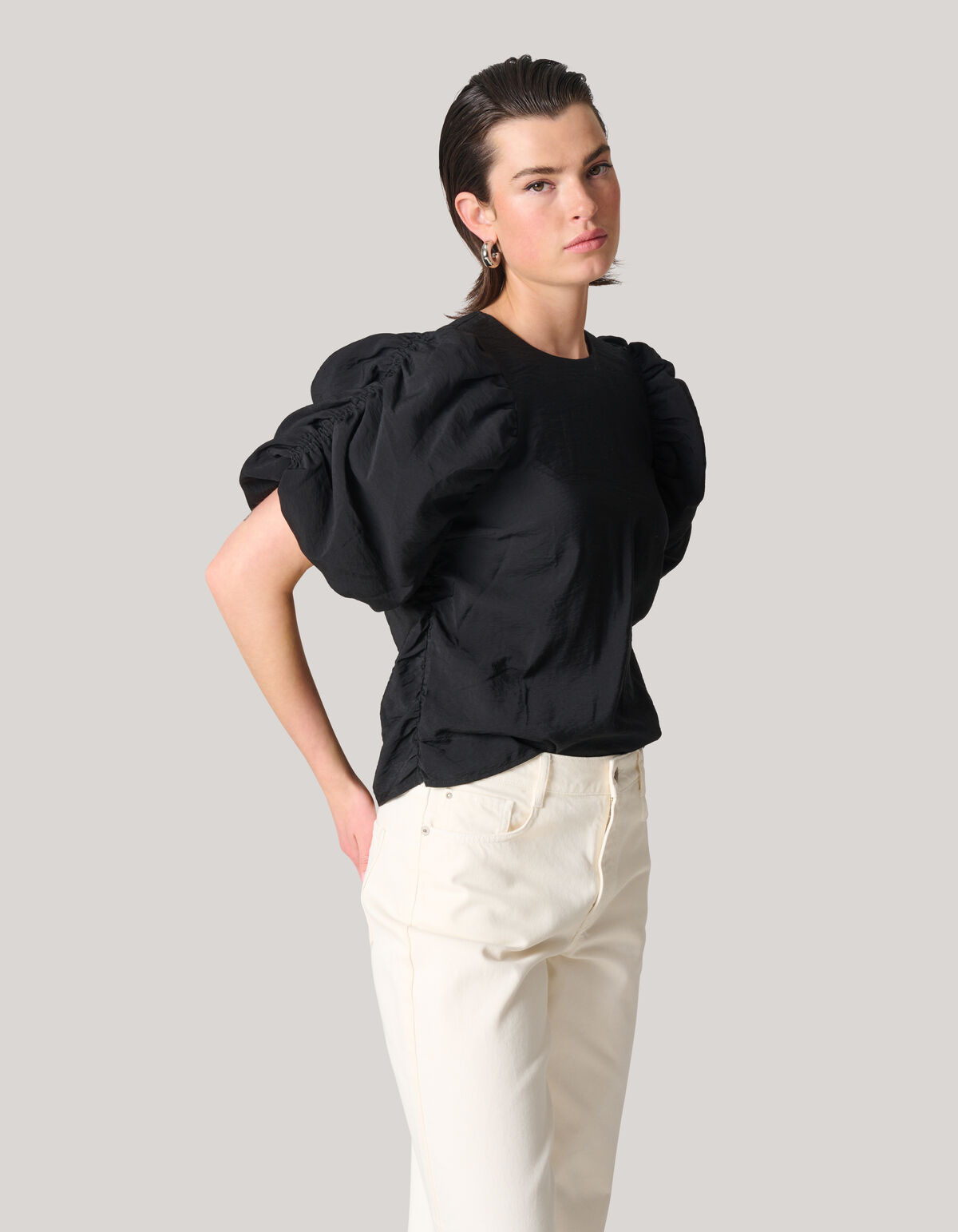 Puff&auml;rmeln Top Schwarz SHOEBY WOMEN