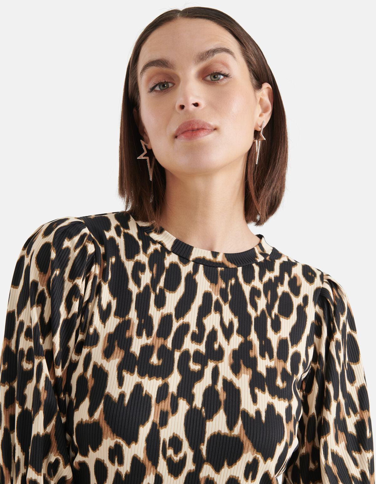 Leopard Rib Top Schwarz SHOEBY WOMEN